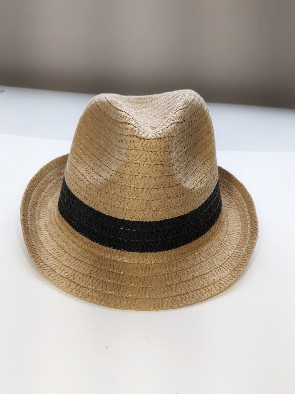 Men's Straw Panama Trilby Fedora Hat 22¾ in circumference, crown 5½", brim 2"